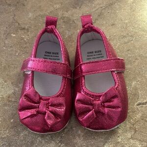 Baby Sparkly Pink Bow Shoes